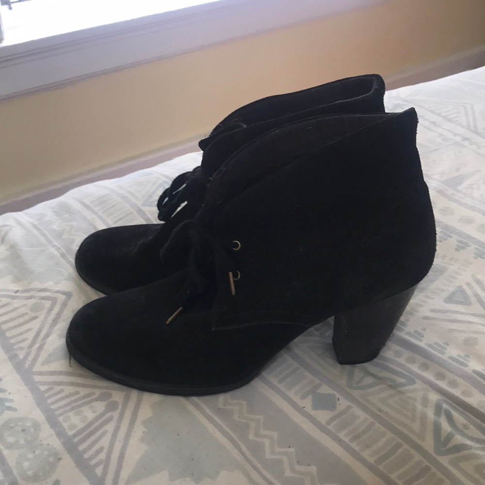 Black Suede Healed Ankle Boots